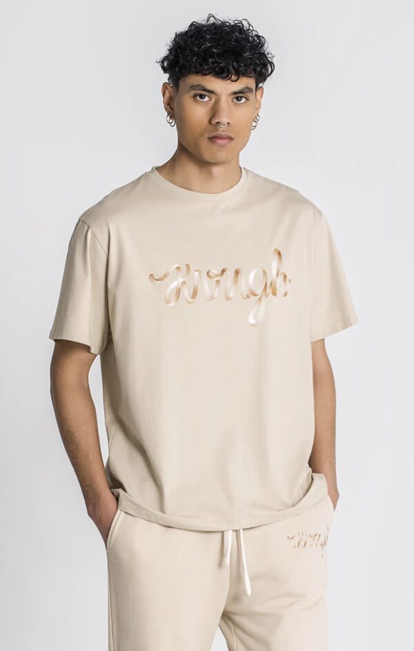 GIANNI KAVANAGH Camiseta " Beige Laced Oversized Tee  " color beige