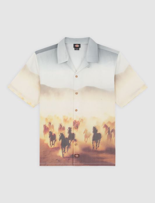 DIKIES Camisa " RUNNING WILD SHIRT SS OAK BUFF " estampada