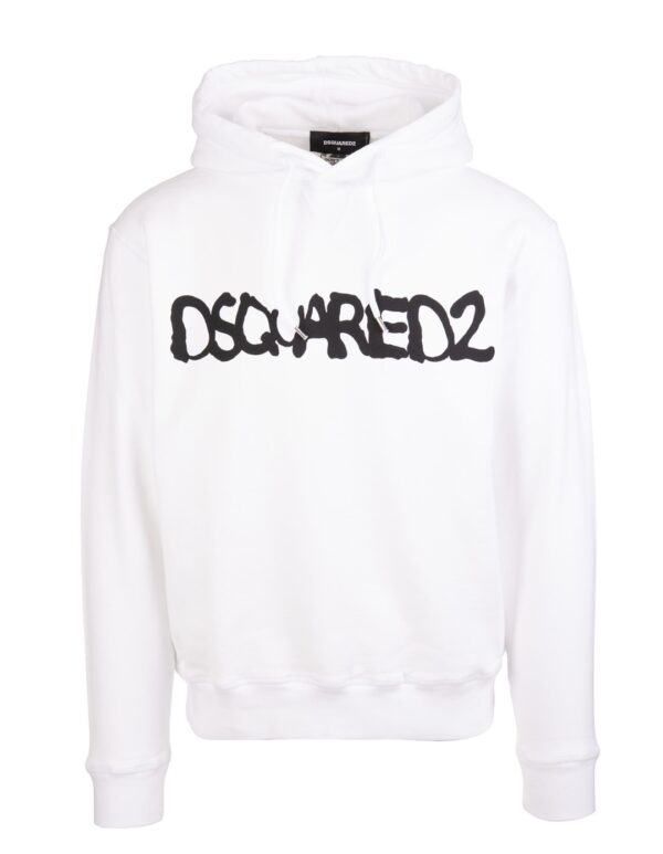 DSQUARED2 Sudadera " Logo Graffiti Hoodie " color blanco