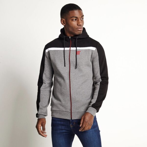 11 DEGREES Chaqueta " Cut And Sew Full Zip Hoodie " color negro-gris