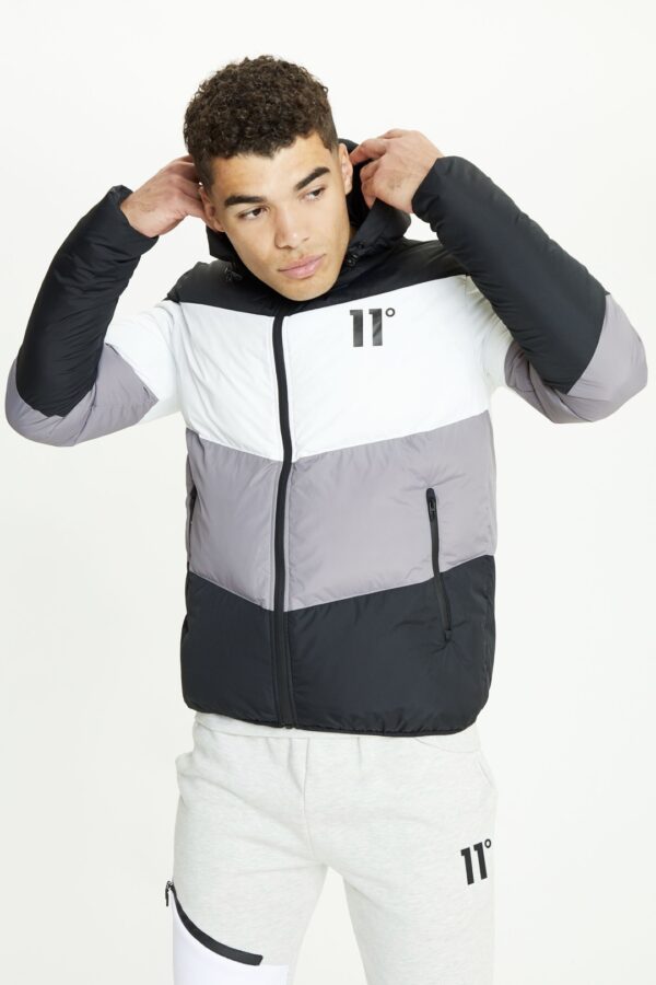 ELEVEN DEGREES Chaqueta " Panelled Block " color negro-blanco-gris