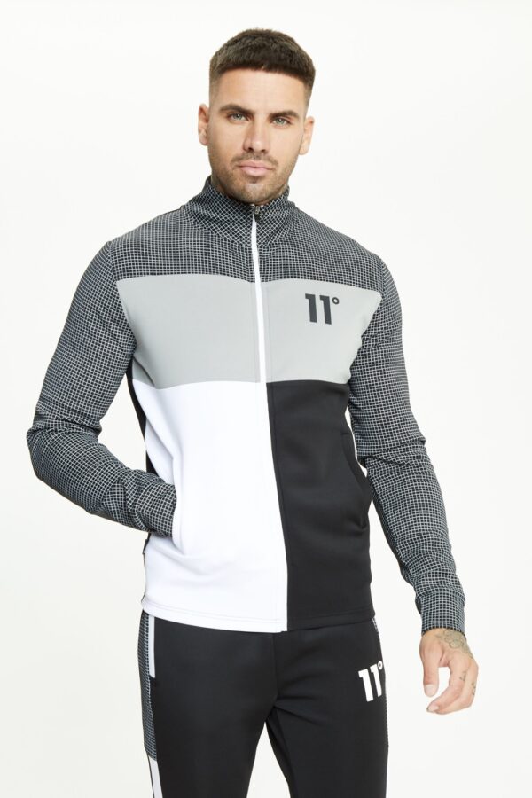 11º Chaqueta " Cut And Sew Poly " color negro-blanco-gris
