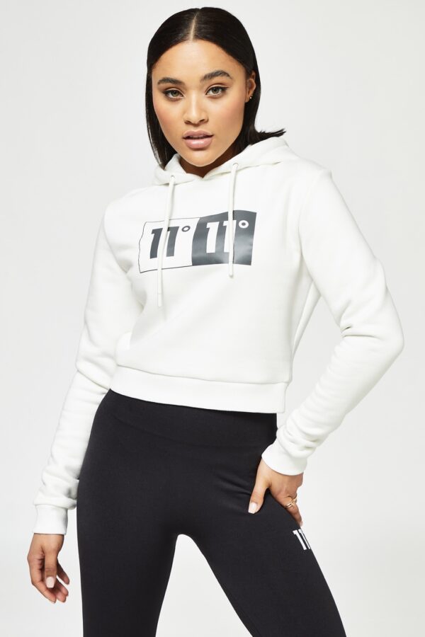 11 DEGREES Sudadera " Box Graphic Cropped " color blanco