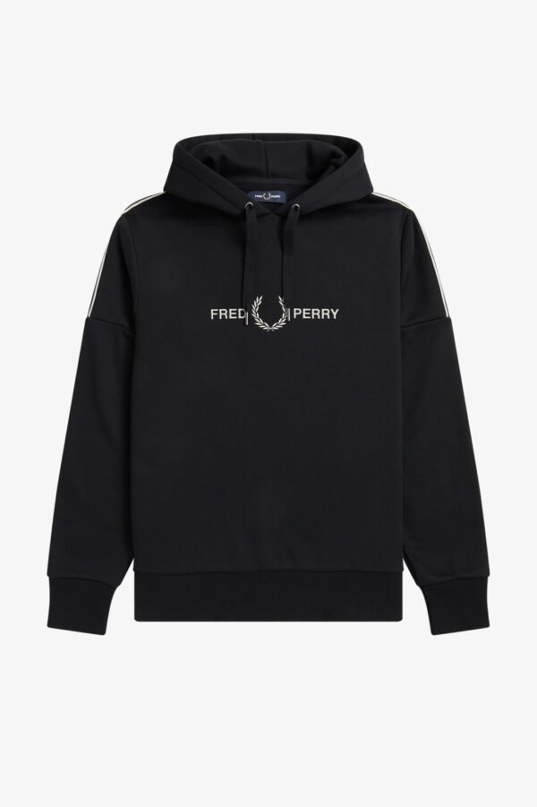 FRED PERRY Sudadera " Tape Sleeve Hooded " color negro