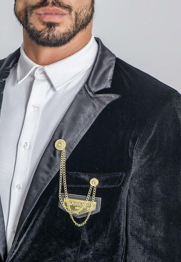 GIANNI KAVANGH  Americana de terciopelo color negro