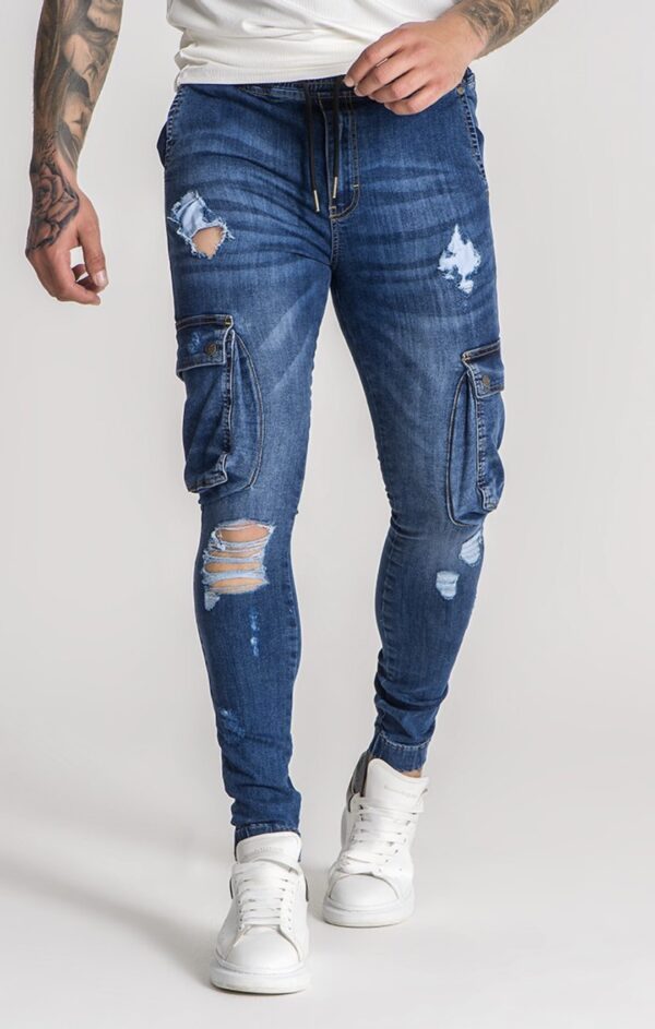 Pantalon GIANNI KAVANAGH " Cargo" con rotos color Azul