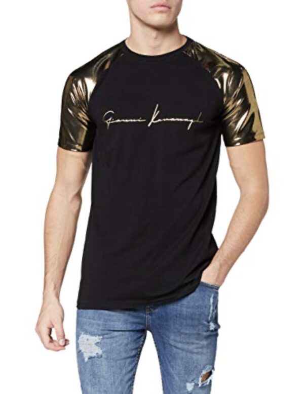 GIANNI KAVANAGH Camisetacon mangas brillantes " Upscale " color negro-dorado
