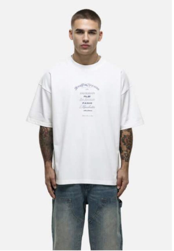 GOOD FOR NOTHING Camiseta " OVERSIZED DISTRICT WHITE T-SHIRT" color blanco