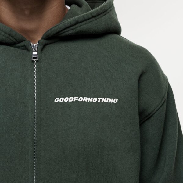GOOD FOR NOTHING Sudadera " VINTAGE WASHED GREEN ZIP HOODIE " verde