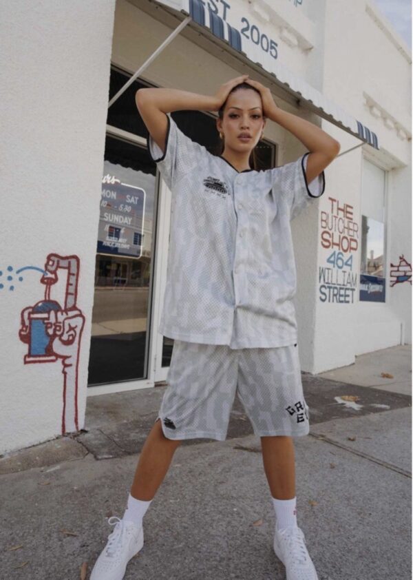 GRIMEY Camiseta " LUCKY DRAGON MESH BASEBALL JERSEY " color blanco