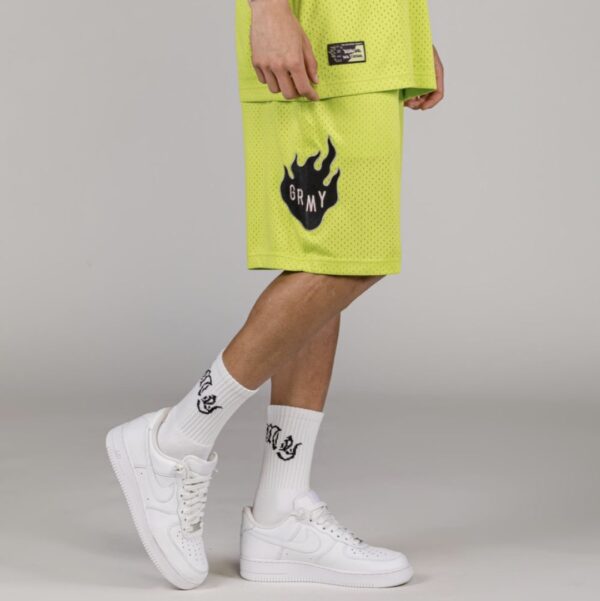 GRIMEY Bermuda " Cloven Tongues Mesh Basket " color lima fluor