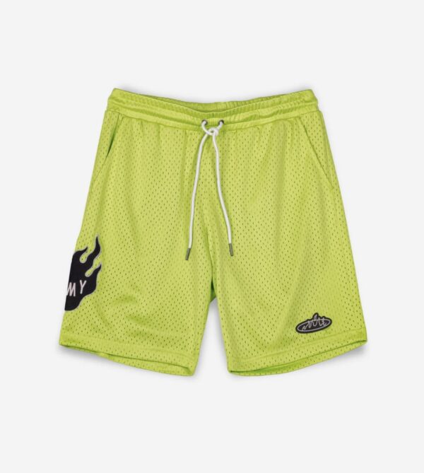 GRIMEY Bermuda " Cloven Tongues Mesh Basket " color lima fluor