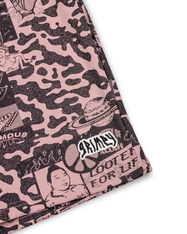 GRIMEY Bermuda " PEACE WITHIN ALL OVER PRINT BAGGY SWEATSHORTS " color lila