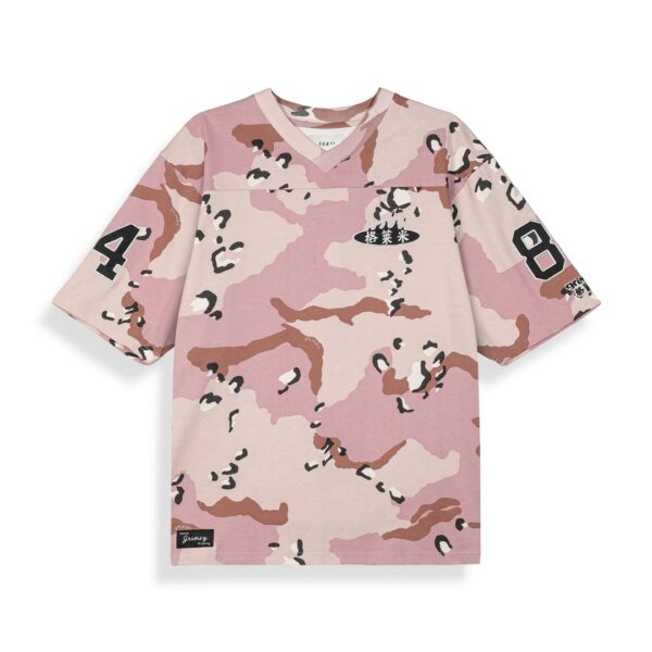 GRIMEYCamiseta"CONCREAT JUNGLE ALL OVER PRINT V NECK OVERSIZED TEE"color rosa