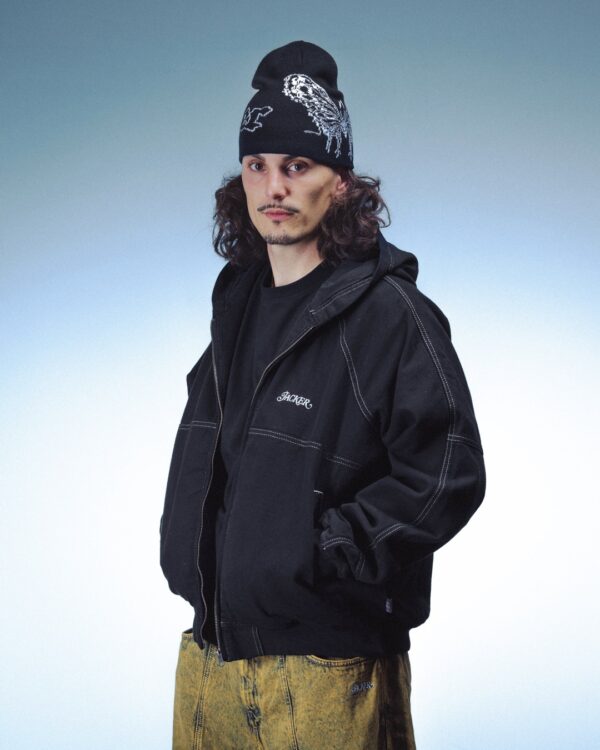 JACKERChaqueta"Contrast Dyed Hooded Bomber"color negro