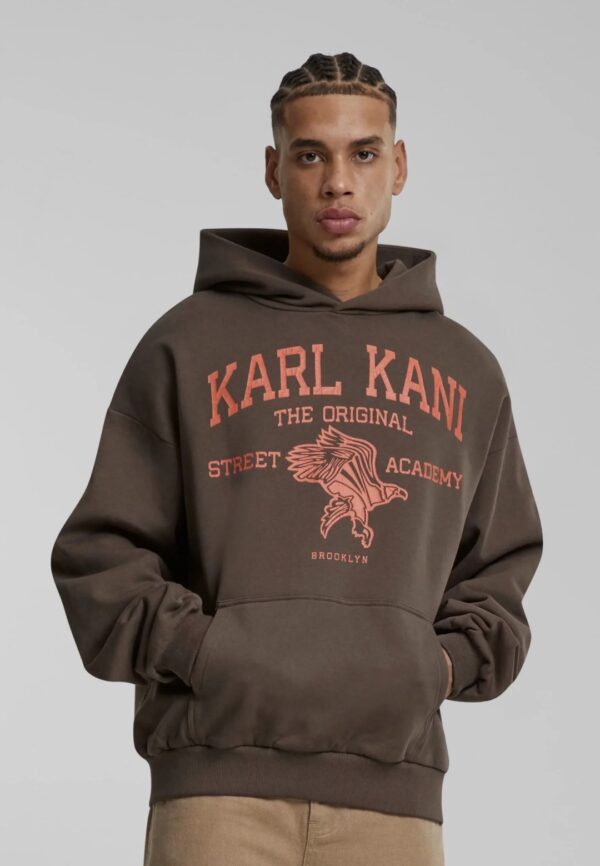 KARL KANI Sudadera " Small Signature Tribal Os Full Zip Hoodie dark brown " color marron
