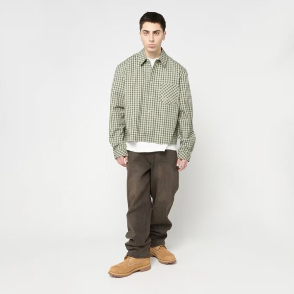 KARL KANICamisa"Signature Check Boxy Shirt"color verde