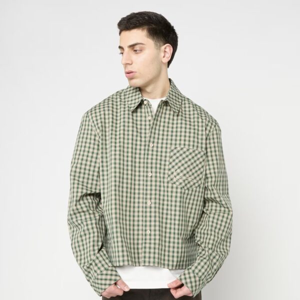 KARL KANICamisa"Signature Check Boxy Shirt"color verde