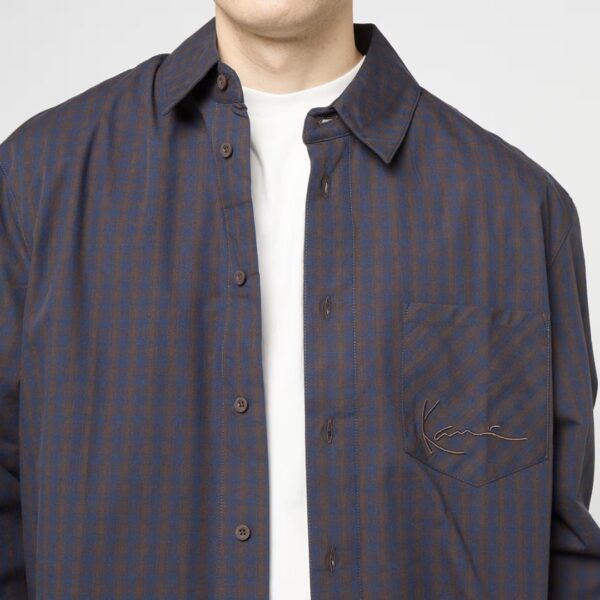 KARL KANICamisa"Signature Check Boxy Shirt"color marron