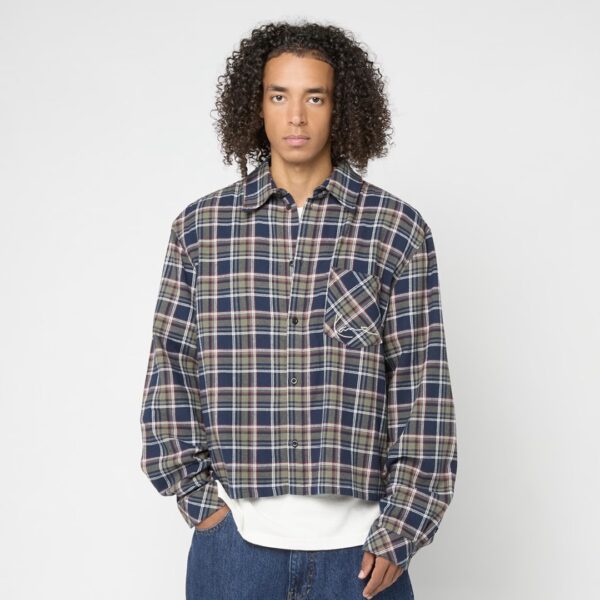 KARL KANICamisa"Small Signature Cropped Check Shirt"color azul