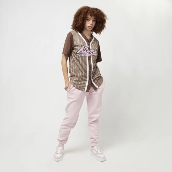 KARL KANI Camiseta " KK Varsity Block Pinstripe Baseball Shirt taupe/brown/white "