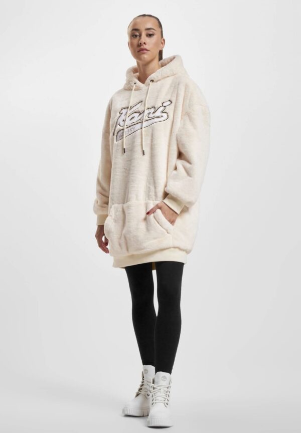 KARL KANI Vestido " KK Varsity Vegan Fur Hoodie Dress cream "