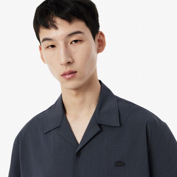 LACOSTECamisa"Relaxed Fit Waffle Texture Shirt"color gris oscuro
