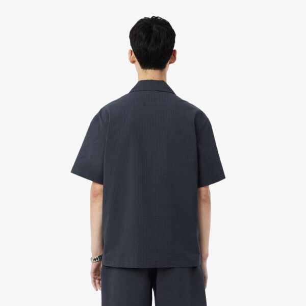 LACOSTECamisa"Relaxed Fit Waffle Texture Shirt"color gris oscuro