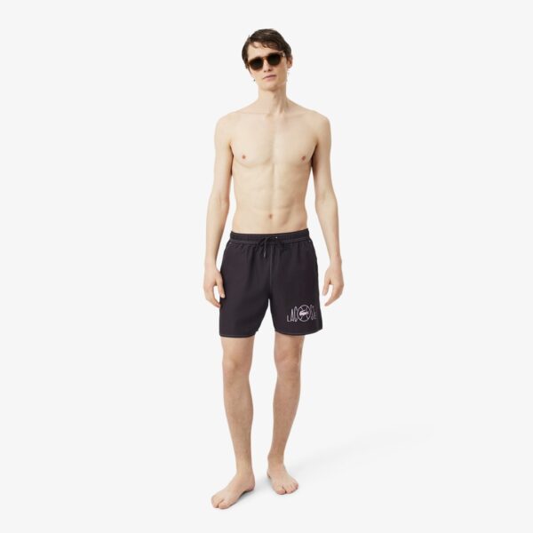 LACOSTEBañador"Mid Length Placed Print Swim Trunks"color negro