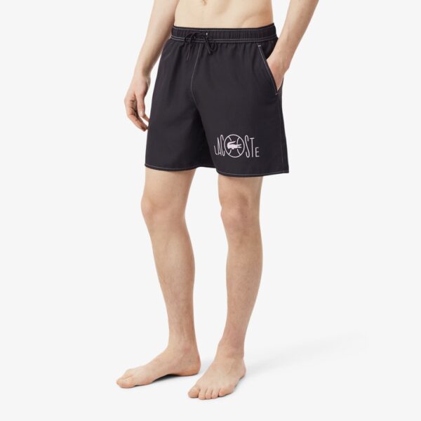 LACOSTEBañador"Mid Length Placed Print Swim Trunks"color negro