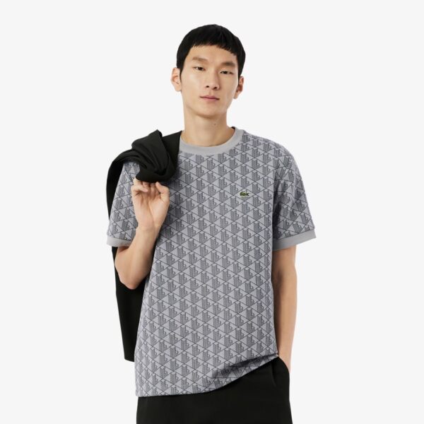 LACOSTECamiseta"Classic Fit Monogram Jacquard T-shirt"estampado gris