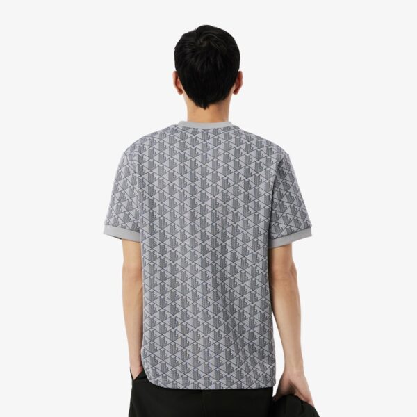 LACOSTECamiseta"Classic Fit Monogram Jacquard T-shirt"estampado gris