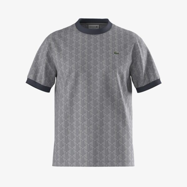 LACOSTECamiseta"Classic Fit Monogram Jacquard T-shirt"estampado gris