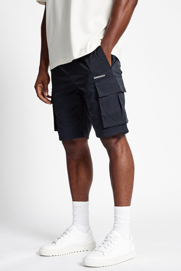 MADISON BARCLAY Bermusa " BROADWAY WOVEN CARGO SHORTS " color negro