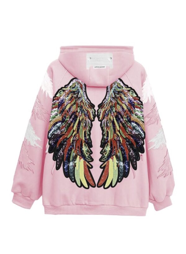 MOD WAVE MOVEMENTSudadera"STRASS WINGS HOODIE"color rosa