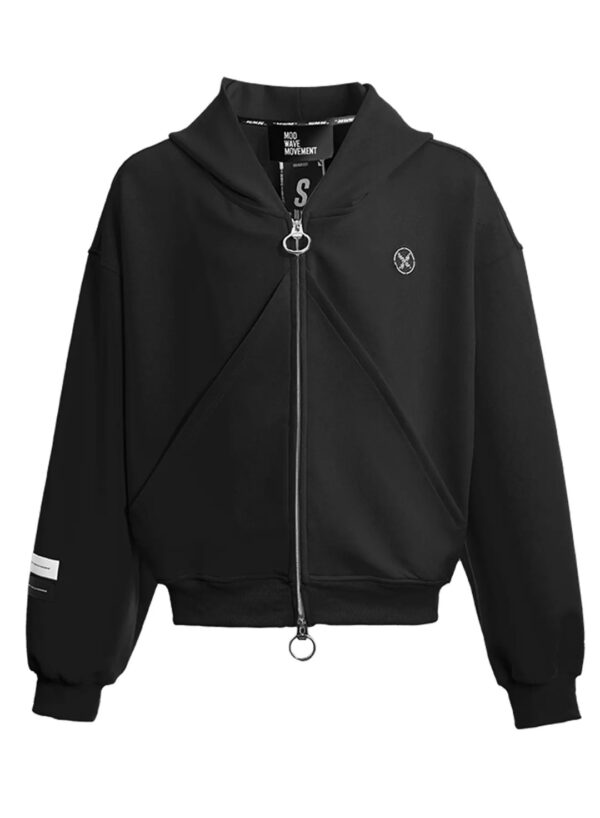 MOD WAVE MOVEMENTSudadera"Black Oversized Cropped Hoodie Triangle Poc"color negro