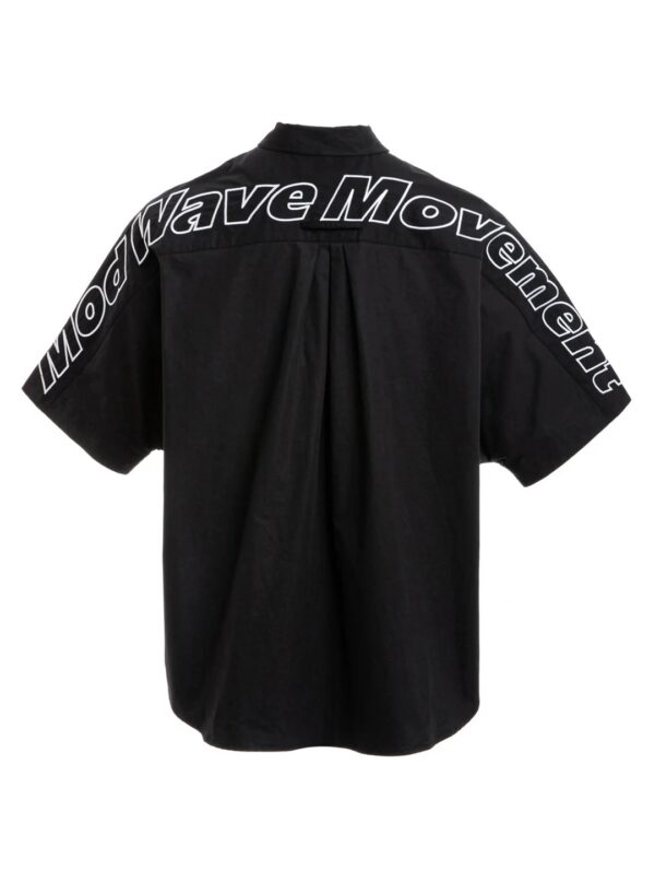 MOD WAVE MOVEMENTCamisa"Oversize Asian Shirt Roll-Up Sleeves"color negro