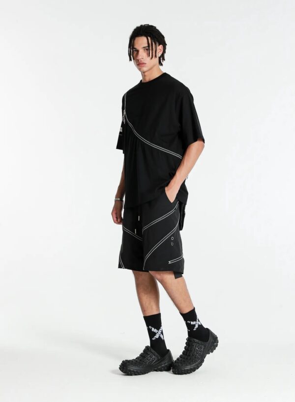 MOD WAVE MOVEMENTBermudas"Deconstructed Zip Shorts Detachable"color negro