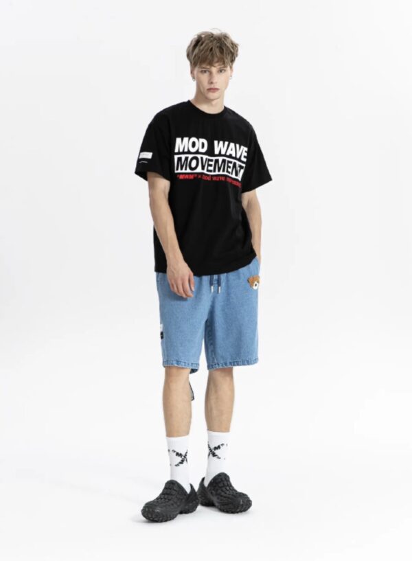 MOD WAVE MOVEMENTCamiseta"Streetwear Dog Print Regular Fit"color negro