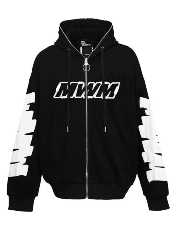 MOD WAVE MOVEMENTChaqueta"LOGO HOODIE WITH ZIPPER"color negro
