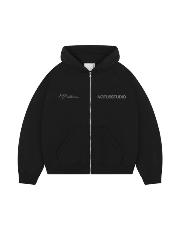 NOFUSSSudadera"Black Line Zipper"color negro