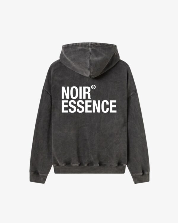 NOIR ESSENCESudadera"Essence Washed Black Hoodie"color negro