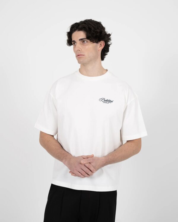 PROHIBITEDCamiseta"Oldtimer Race Tee Off-White"color blanco
