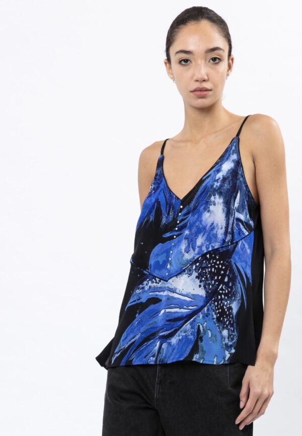 RELIGION Top " Beryl " estampado azul