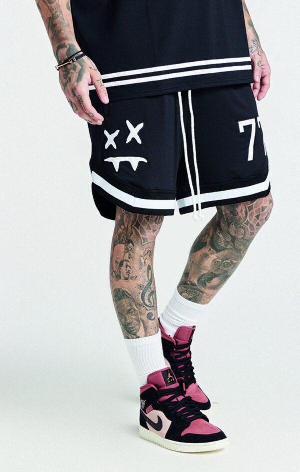 SIKSILK Bermuda " x Steve Aoki Mesh Baseball  " color negro