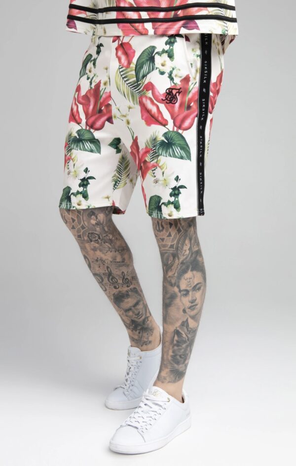 SIKSILK Bermuda " Retro Tropics Tape " estampado floral