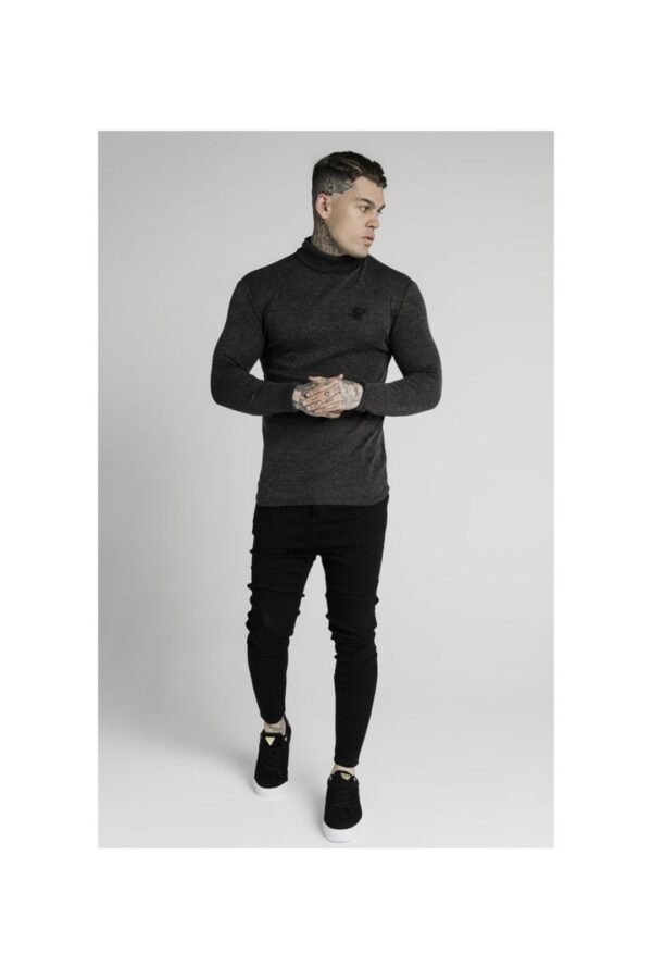 SIKSILK Jersey cuello alto canale color negro