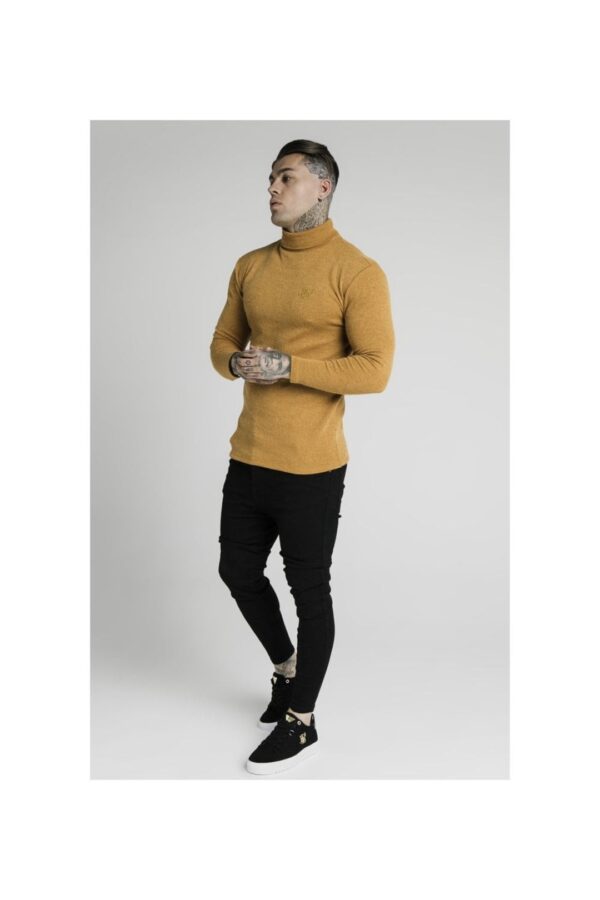 SIKSILK Jersey cuello alto canale color mostaza