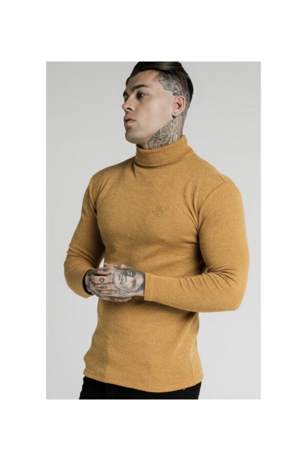 SIKSILK Jersey cuello alto canale color mostaza