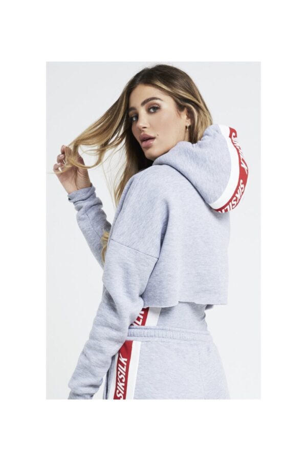 SIKSILK Sudadera corta con capucha color gris